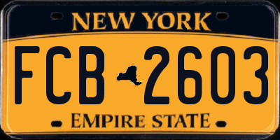 NY license plate FCB2603