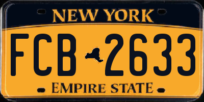 NY license plate FCB2633