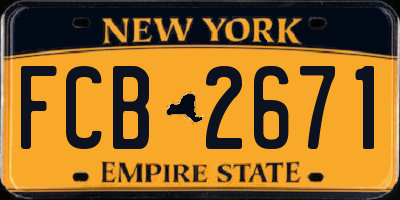 NY license plate FCB2671