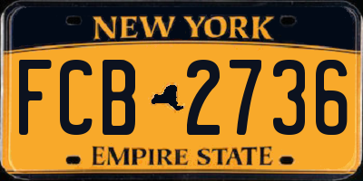 NY license plate FCB2736