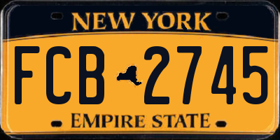NY license plate FCB2745