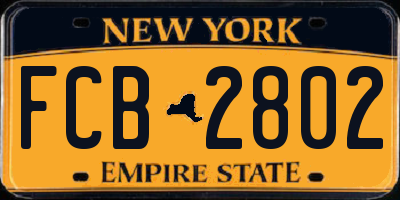 NY license plate FCB2802