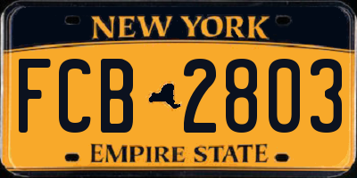 NY license plate FCB2803