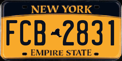 NY license plate FCB2831