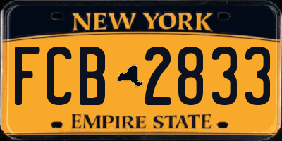 NY license plate FCB2833