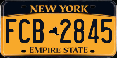 NY license plate FCB2845