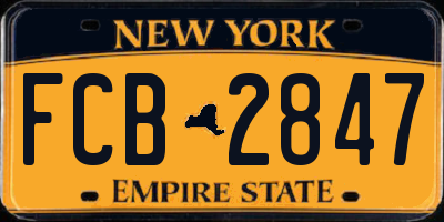 NY license plate FCB2847