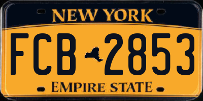 NY license plate FCB2853