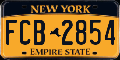 NY license plate FCB2854