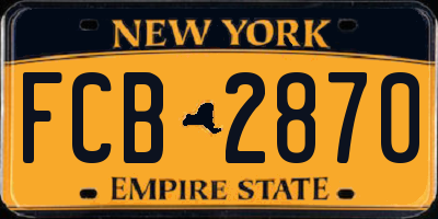 NY license plate FCB2870