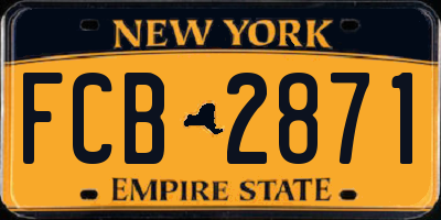 NY license plate FCB2871