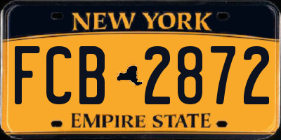NY license plate FCB2872