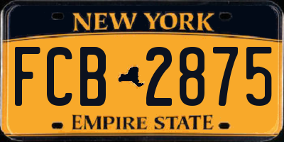NY license plate FCB2875