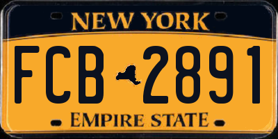 NY license plate FCB2891