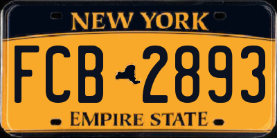 NY license plate FCB2893