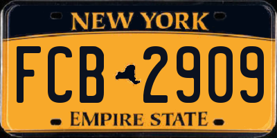 NY license plate FCB2909