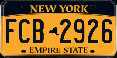 NY license plate FCB2926