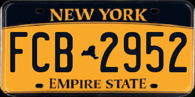 NY license plate FCB2952