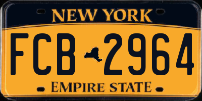 NY license plate FCB2964
