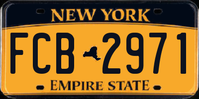 NY license plate FCB2971