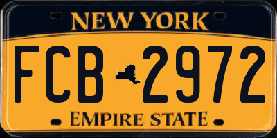 NY license plate FCB2972