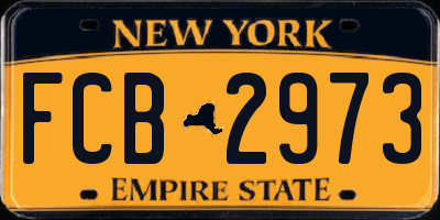 NY license plate FCB2973
