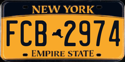 NY license plate FCB2974