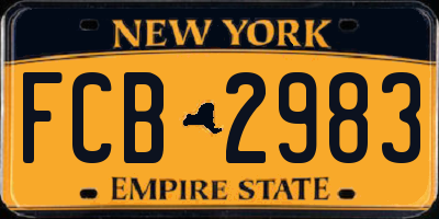 NY license plate FCB2983