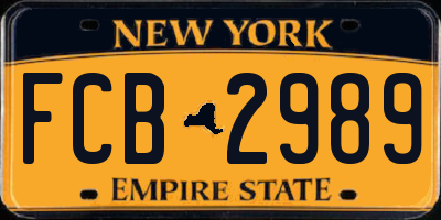 NY license plate FCB2989