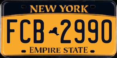 NY license plate FCB2990
