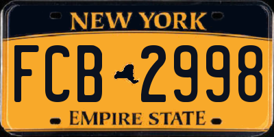 NY license plate FCB2998