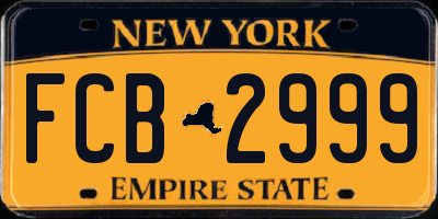 NY license plate FCB2999
