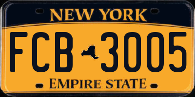 NY license plate FCB3005