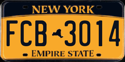 NY license plate FCB3014