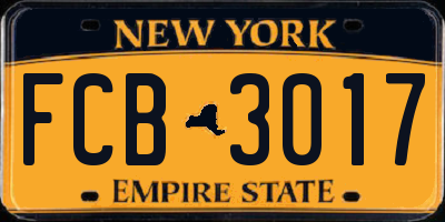 NY license plate FCB3017