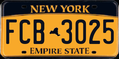 NY license plate FCB3025