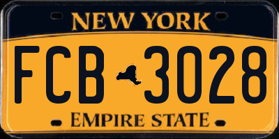 NY license plate FCB3028