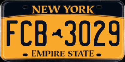NY license plate FCB3029