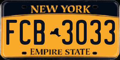 NY license plate FCB3033