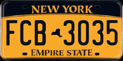 NY license plate FCB3035