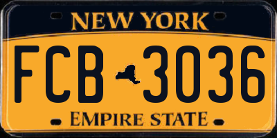 NY license plate FCB3036