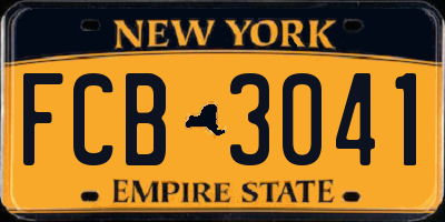 NY license plate FCB3041