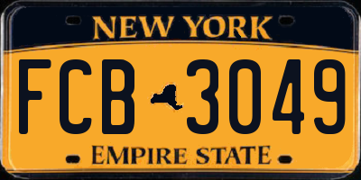 NY license plate FCB3049