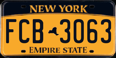NY license plate FCB3063