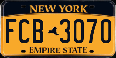 NY license plate FCB3070
