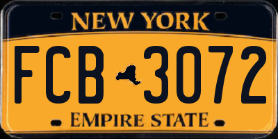 NY license plate FCB3072