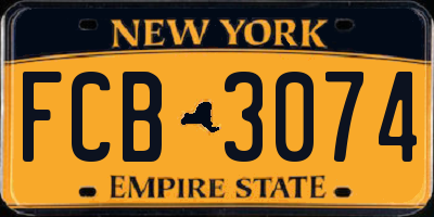 NY license plate FCB3074