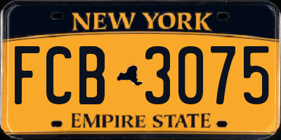 NY license plate FCB3075