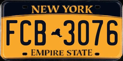 NY license plate FCB3076