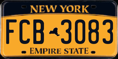 NY license plate FCB3083